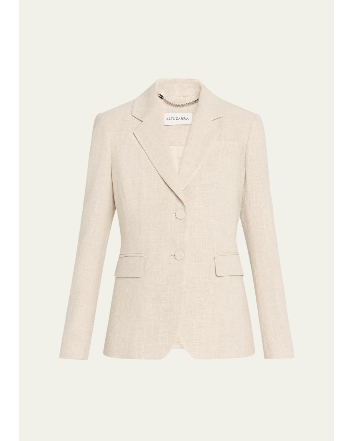 Altuzarra Fenice Slim Linen-cotton Blazer In Mortar Melange