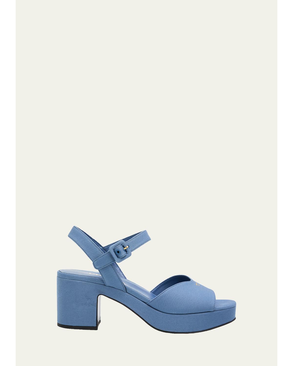 Prada 65mm Canvas Platform Sandals In Multi