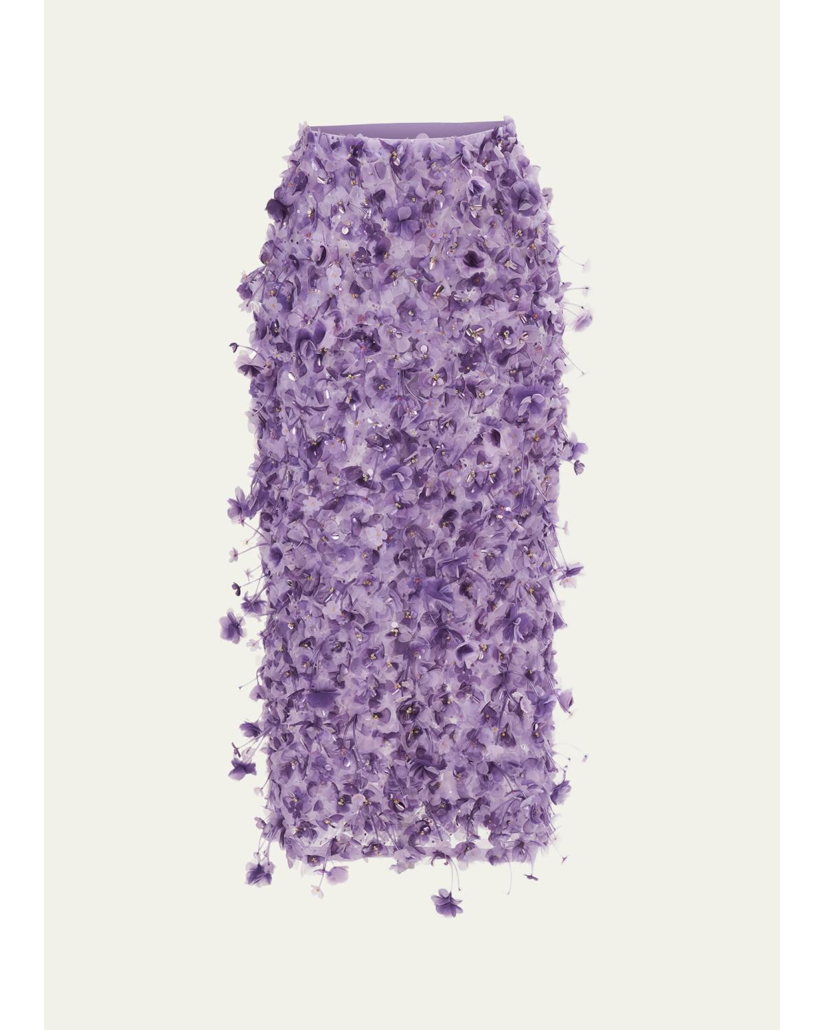 3D Floral Embellished Pencil Skirt