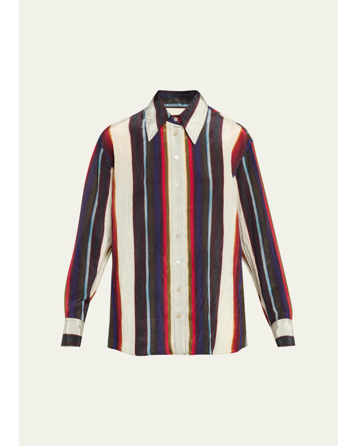 Morris Striped Satin Button-Down Shirt