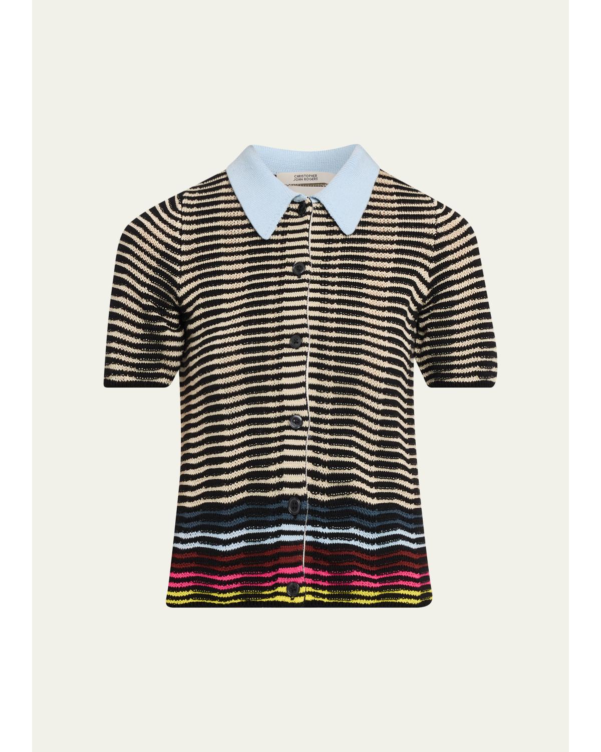Wave Knit Short-Sleeve Polo
