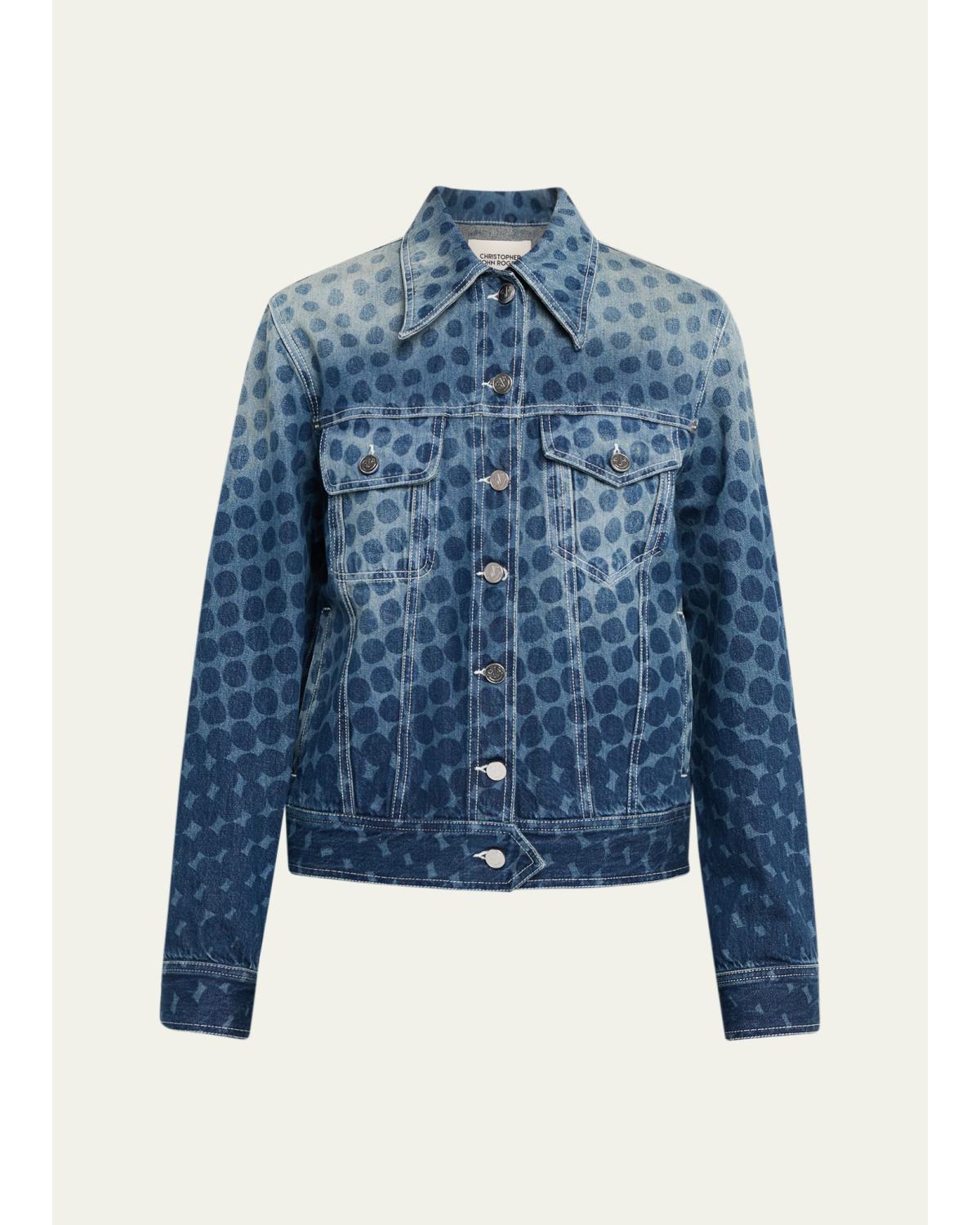 Halftone Wiggle Dot Denim Jacket
