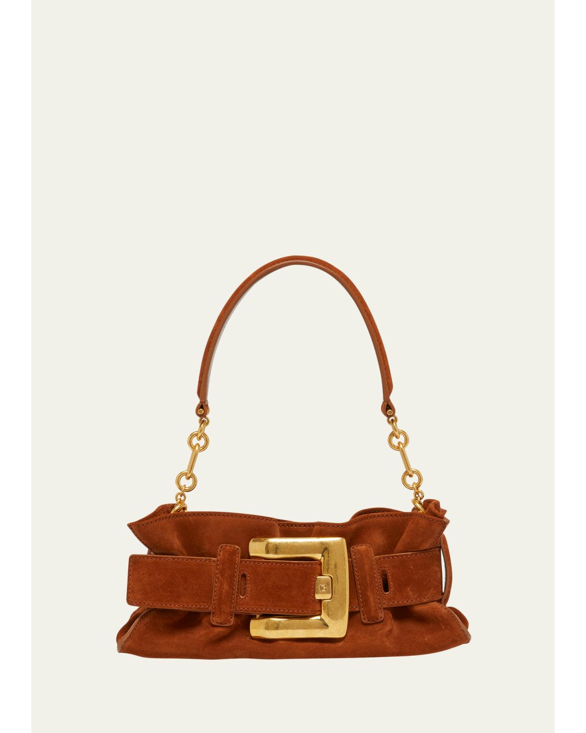 Anthem Mini Buckle Shoulder Bag in Suede