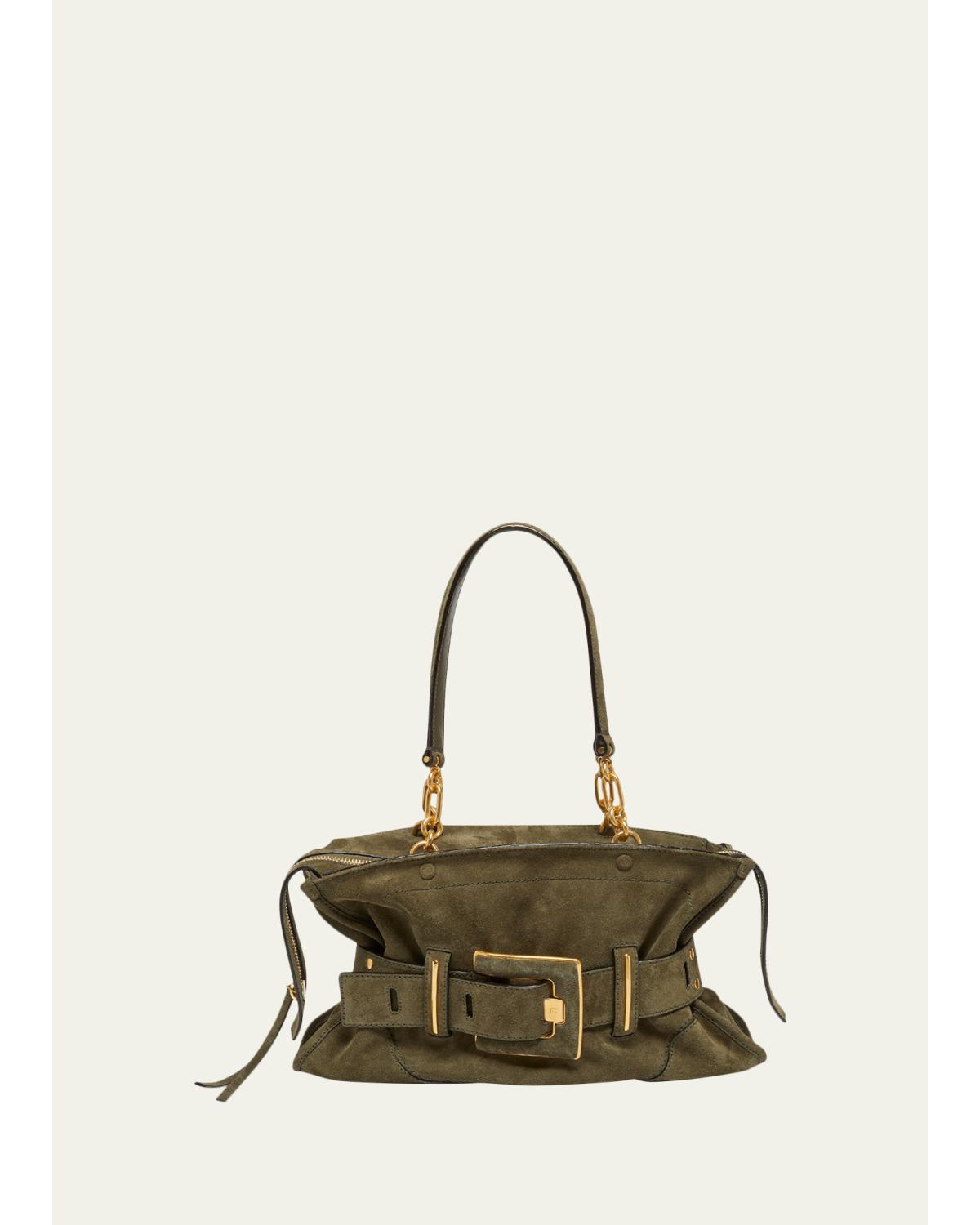 Anthem Belted Shoulder Bag in Suede