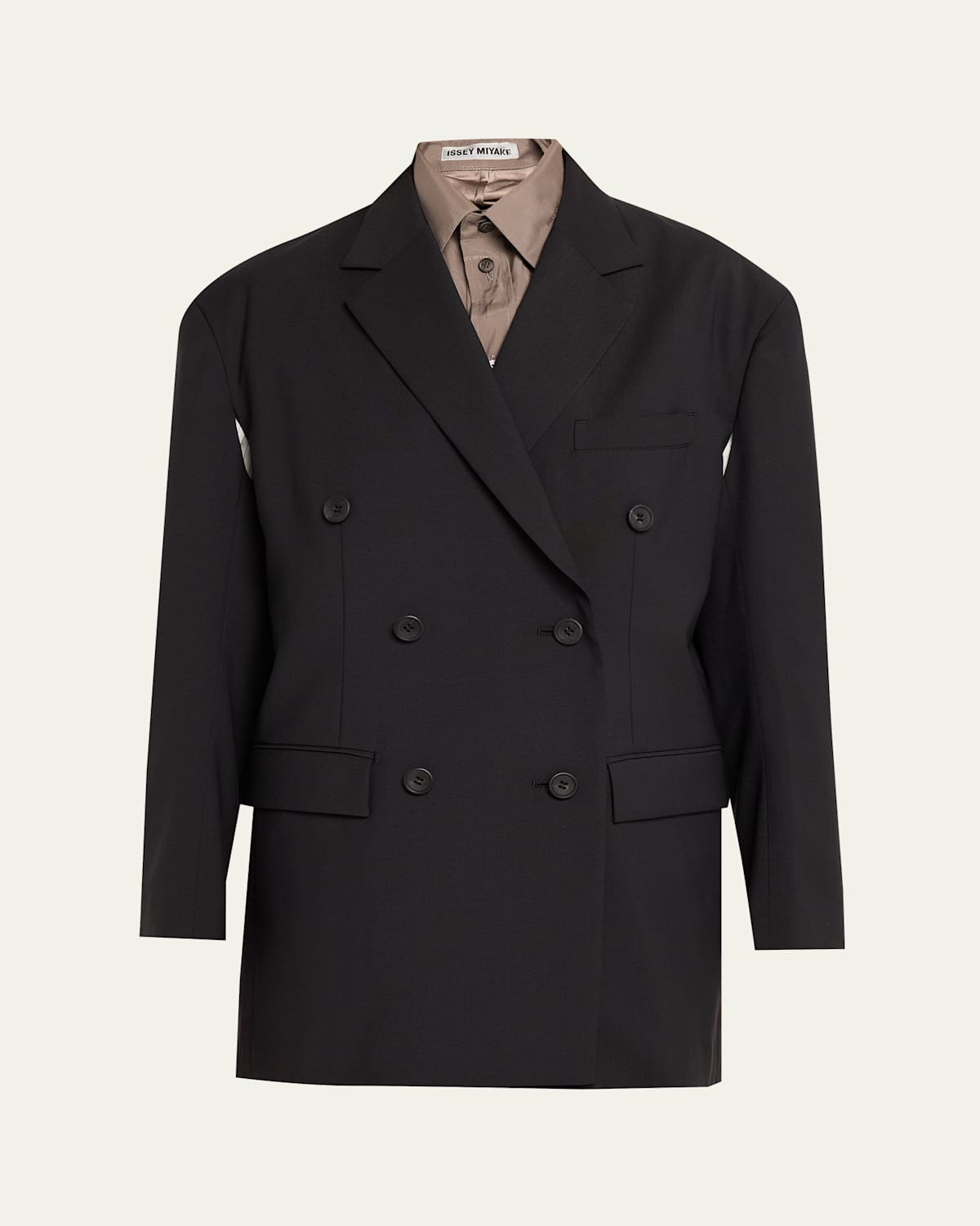 Issey Miyake Palindrome Reversible Double-breatsed Jacket In Black