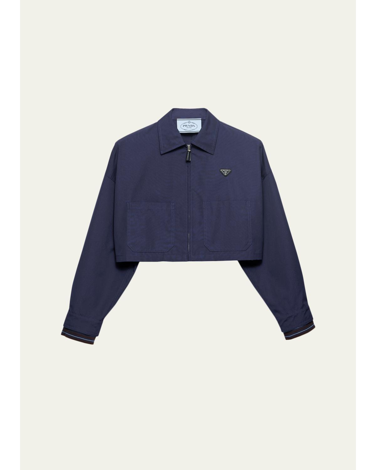 Patch-Pocket Cotton Crop Zip Jacket