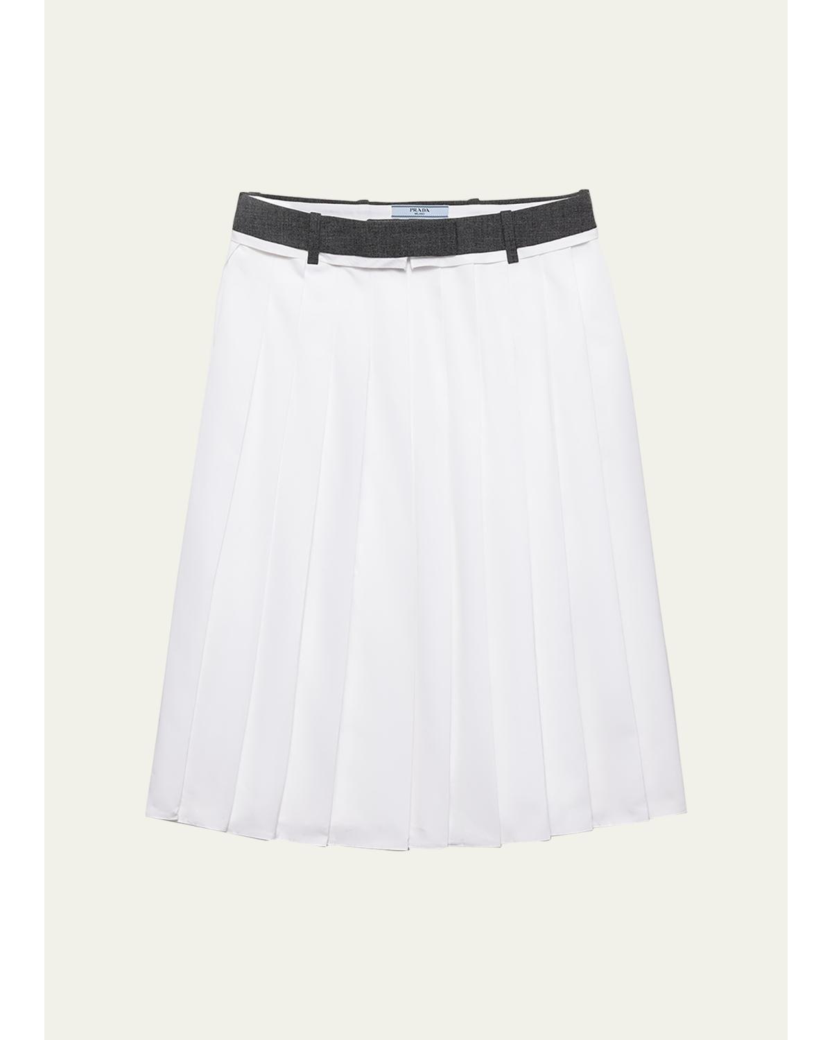 Pleated Poplin And Rush Stitch Midi