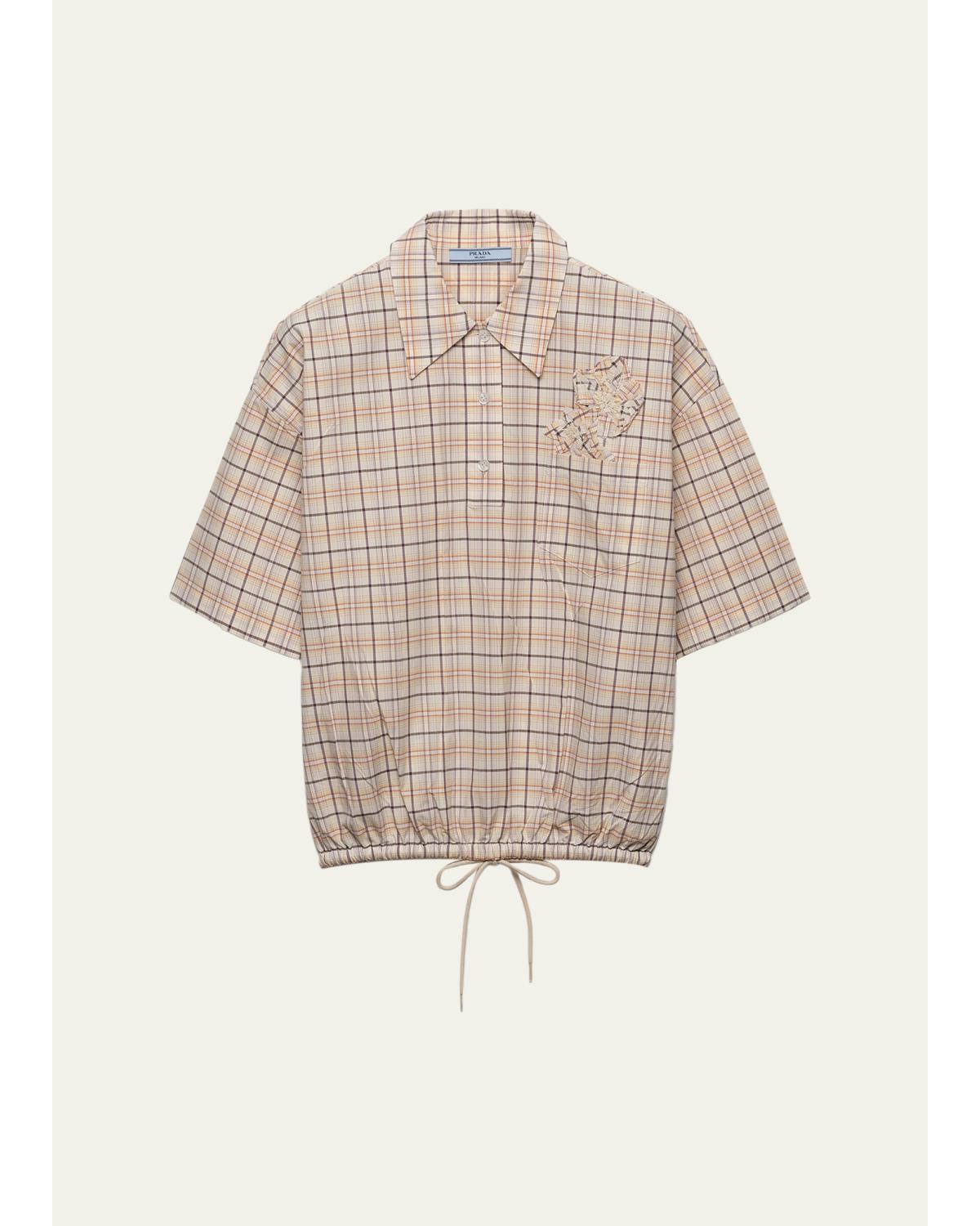 Check Cotton Polo Top