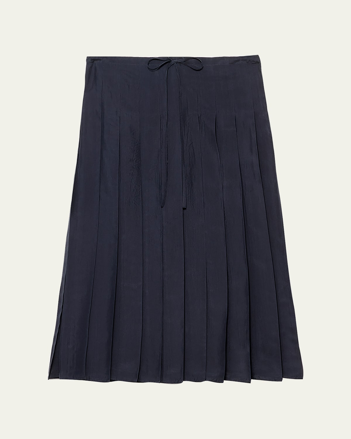 Prada Silk Pleated Midi Skirt In Black