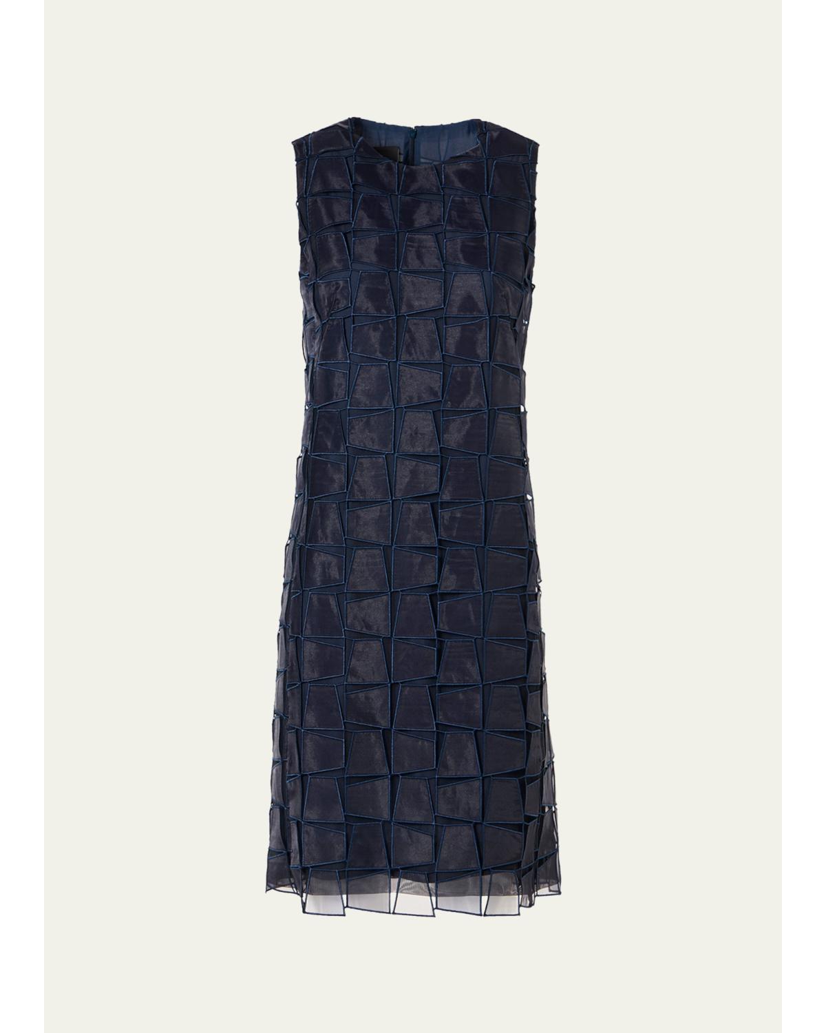 Organza Trapezoid Embroidered Sheath Dress