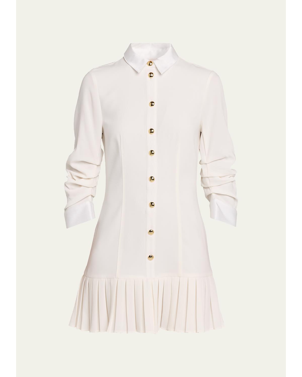 Luca Drapey Crepe Mini Shirtdress