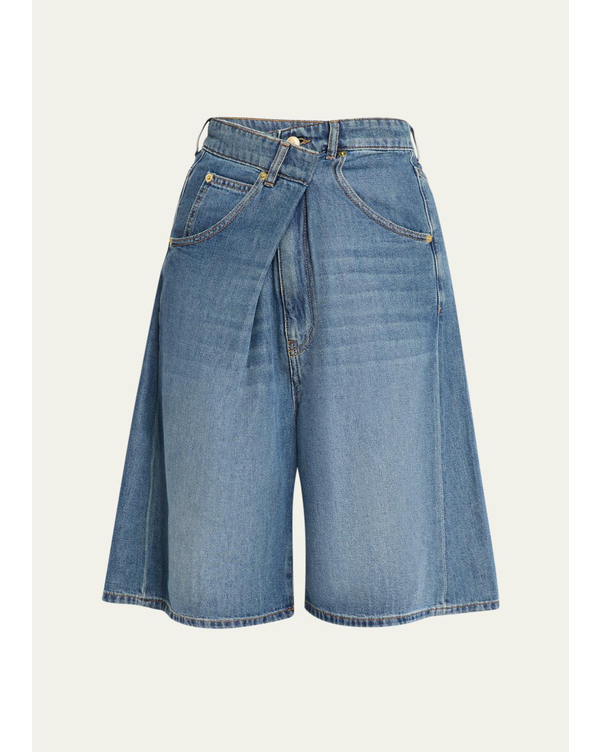 Ines Crossover Denim Shorts