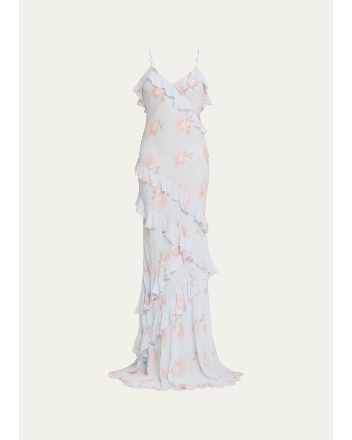 Rialto Asymmetric Ruffle Maxi Dress