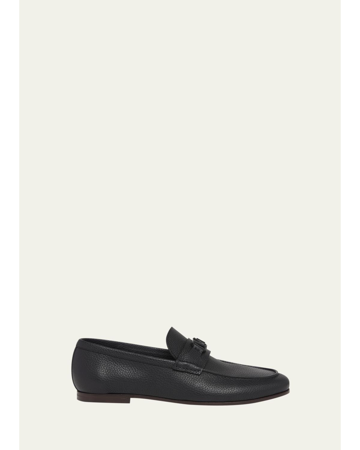 Men'S V-Logo Grained Loafers