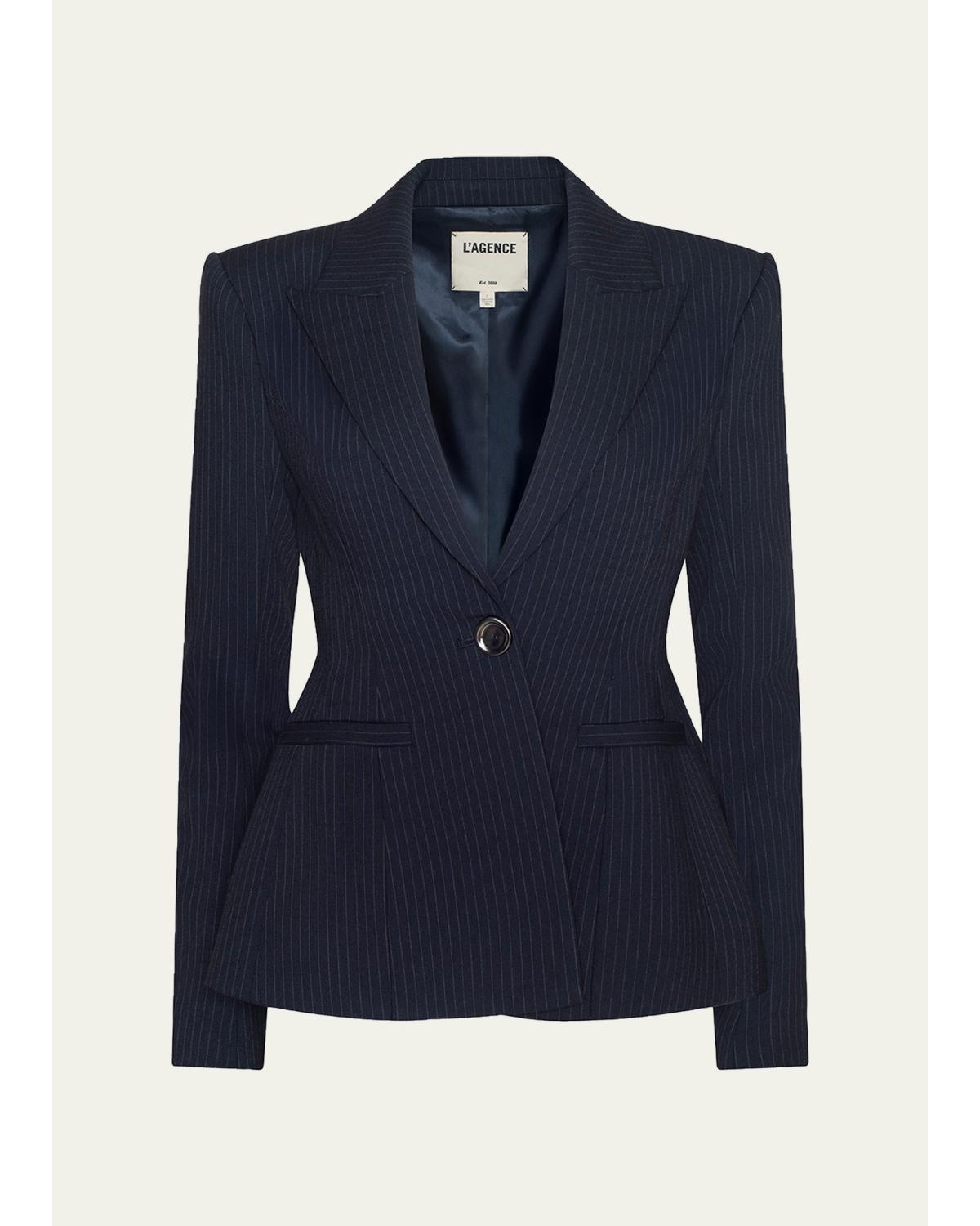 Therese Single-Breasted Pinstripe Blazer