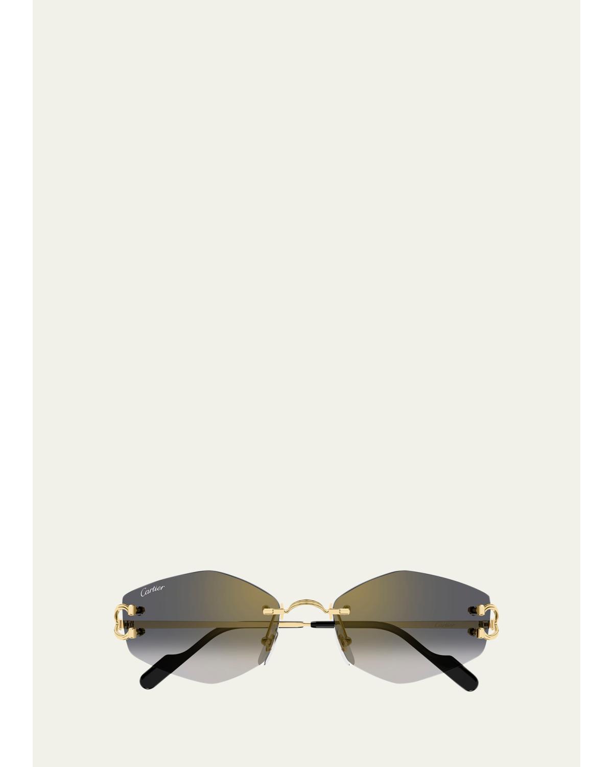 Decor Classic C de Cartier 56mm Rimless Geometric Metal Sunglasses