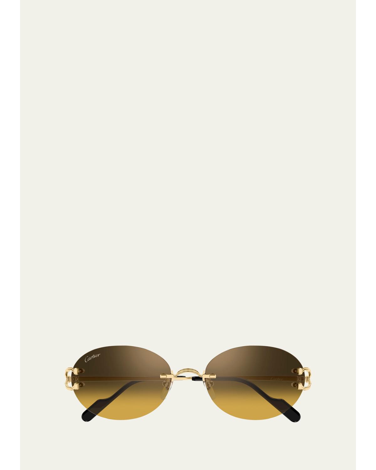 Decor Classic C de Cartier 55mm Rimless Oval Metal Sunglasses