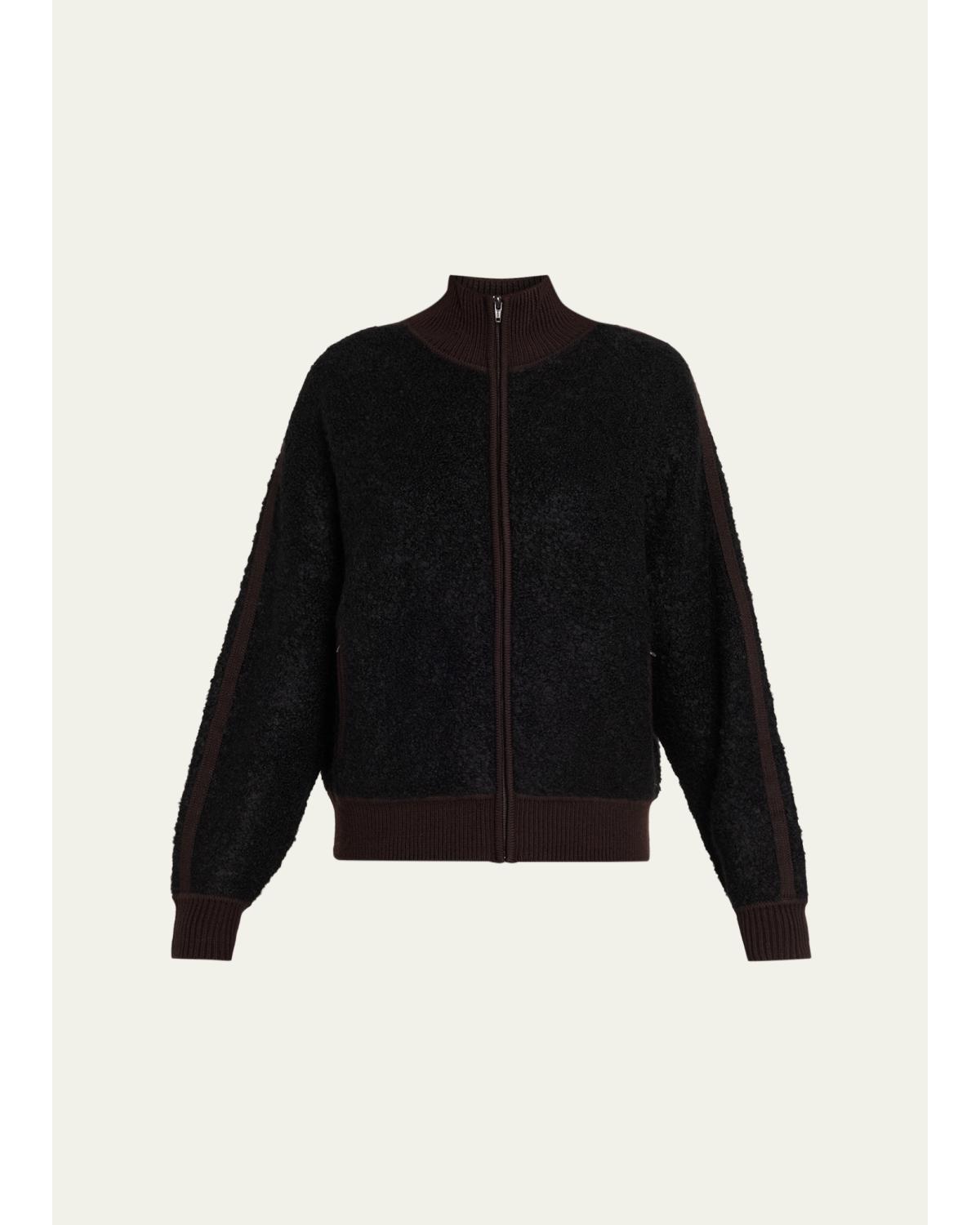 Zip-Up Bouclé Track Jacket