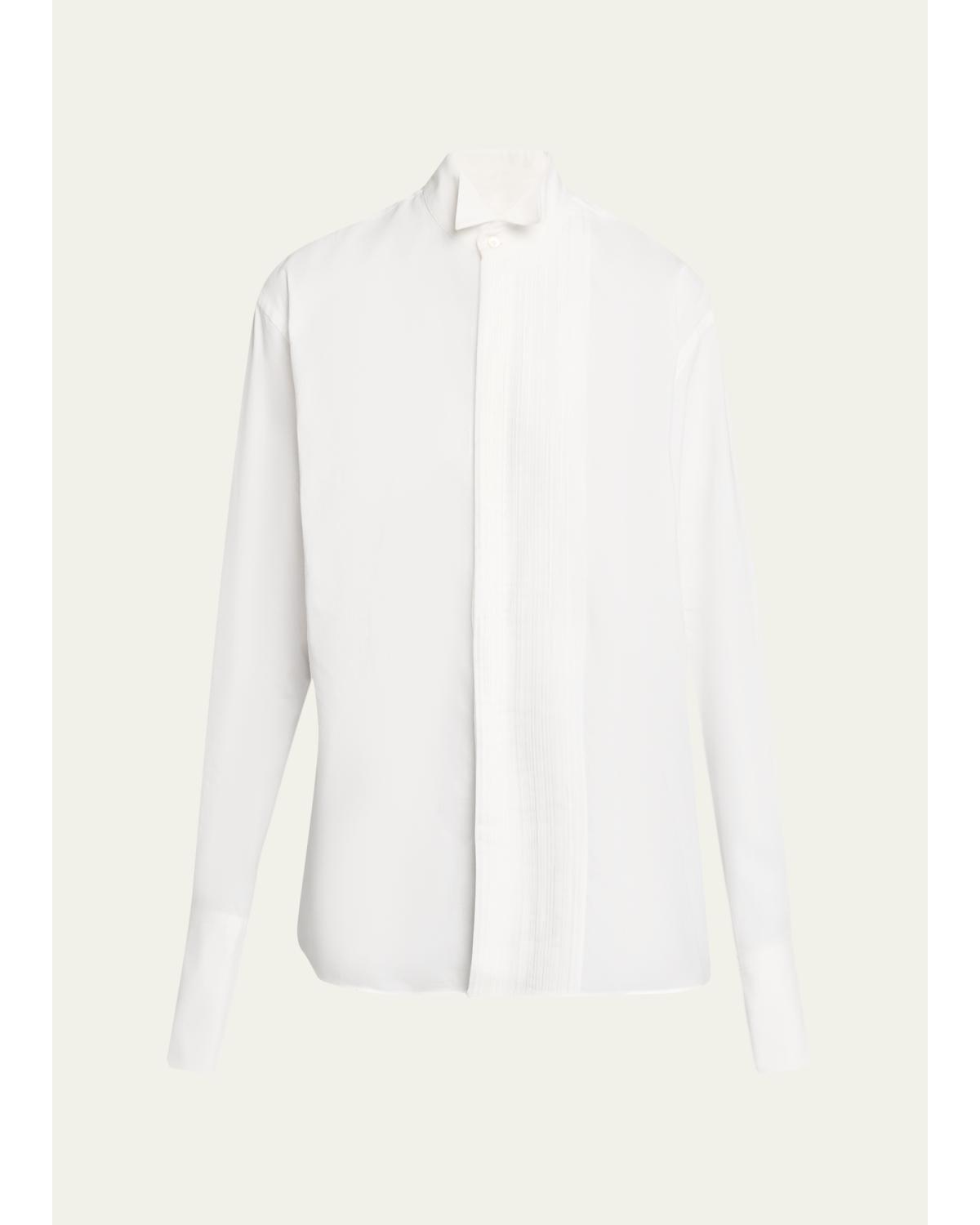 Micro-Pleated Long-Sleeve Shirt
