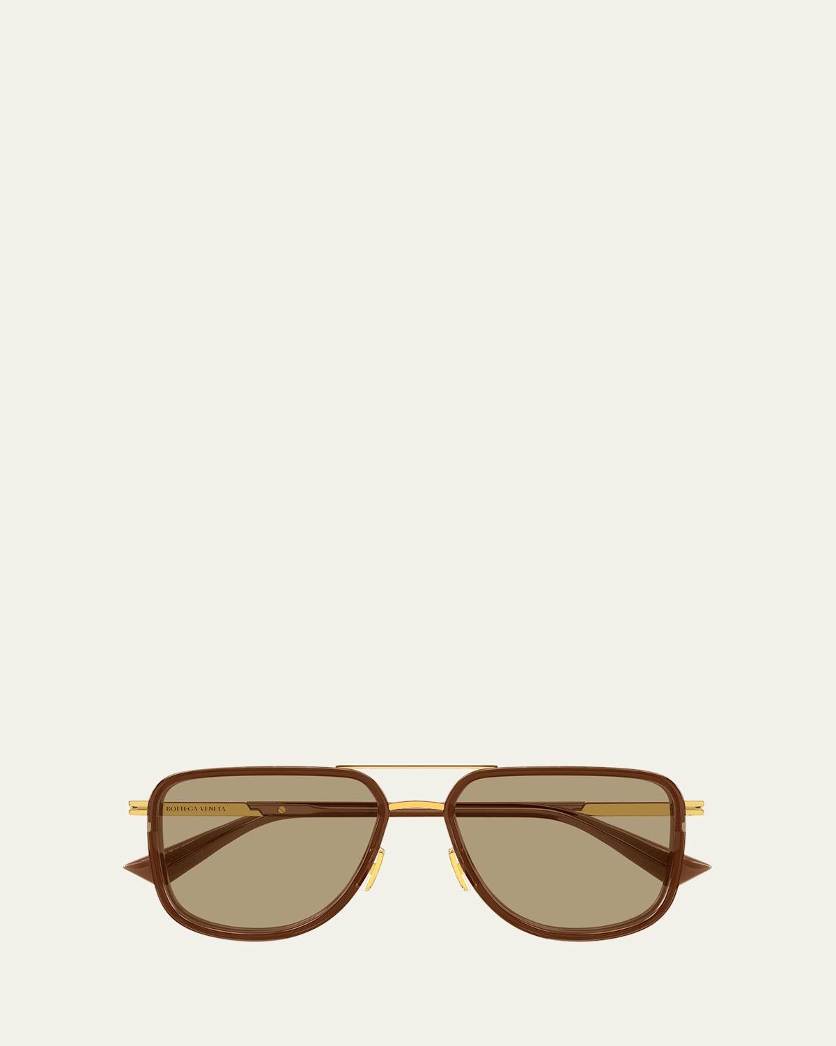 Bottega Veneta 56mm Acetate & Metal Aviator Sunglasses In Brown