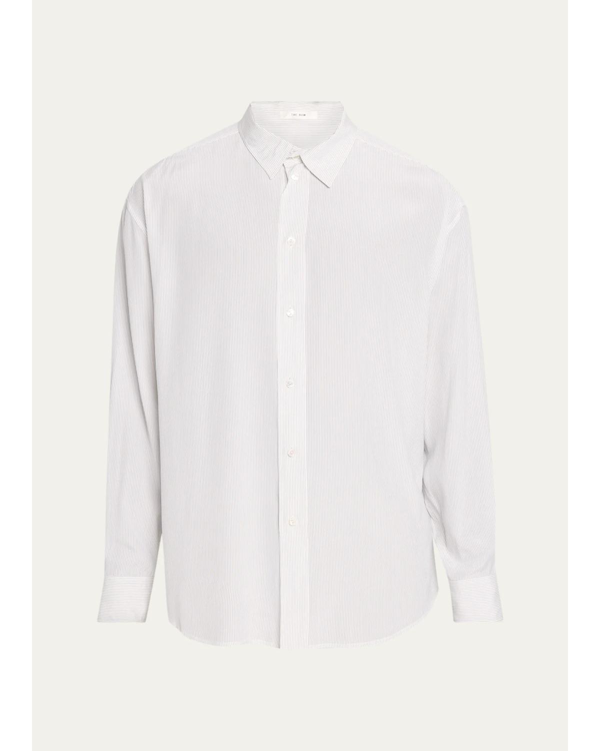 Men'S Granada Silk Poplin Stripe Button-Down Shirt