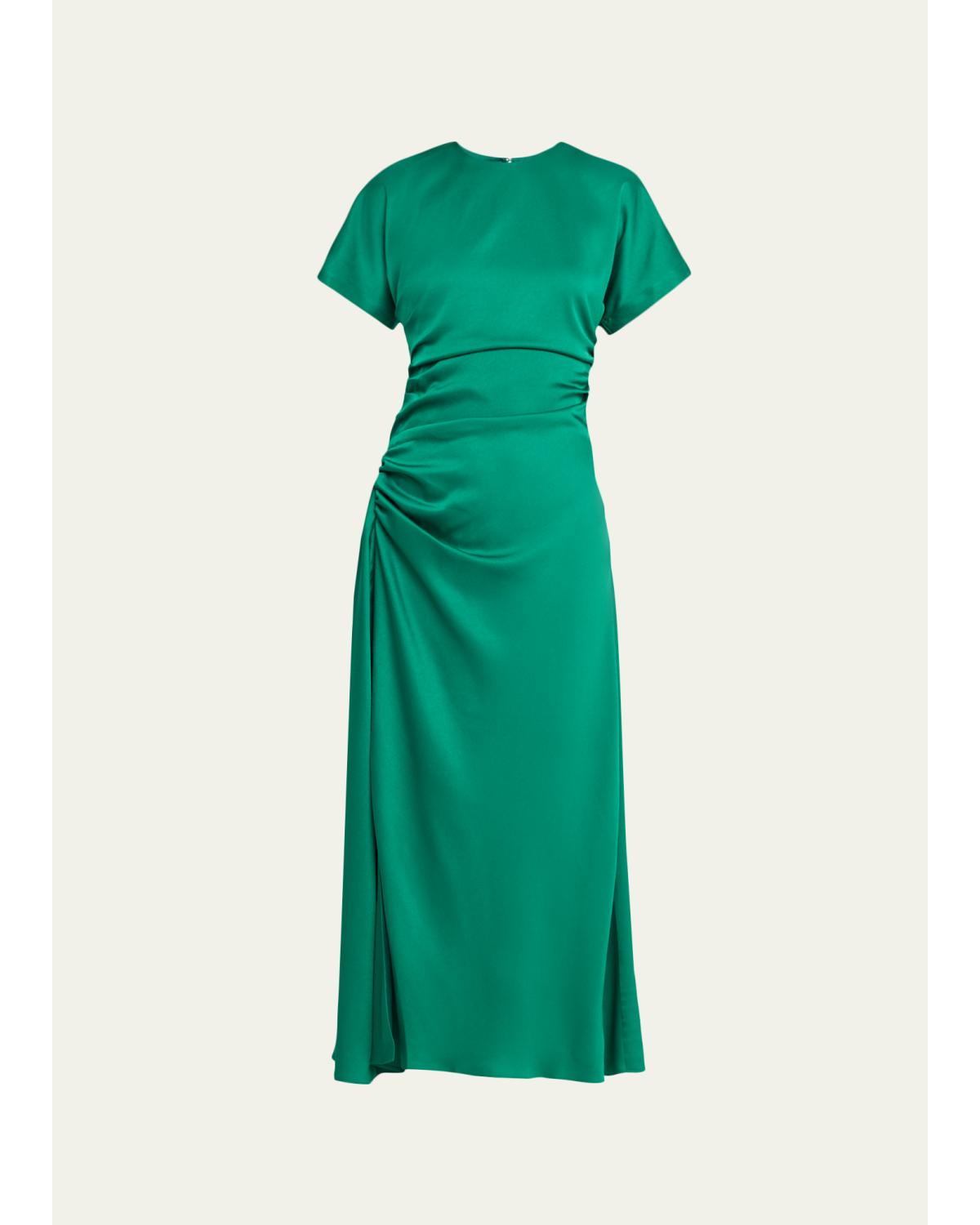 Marabella Ruched Satin Midi Dress