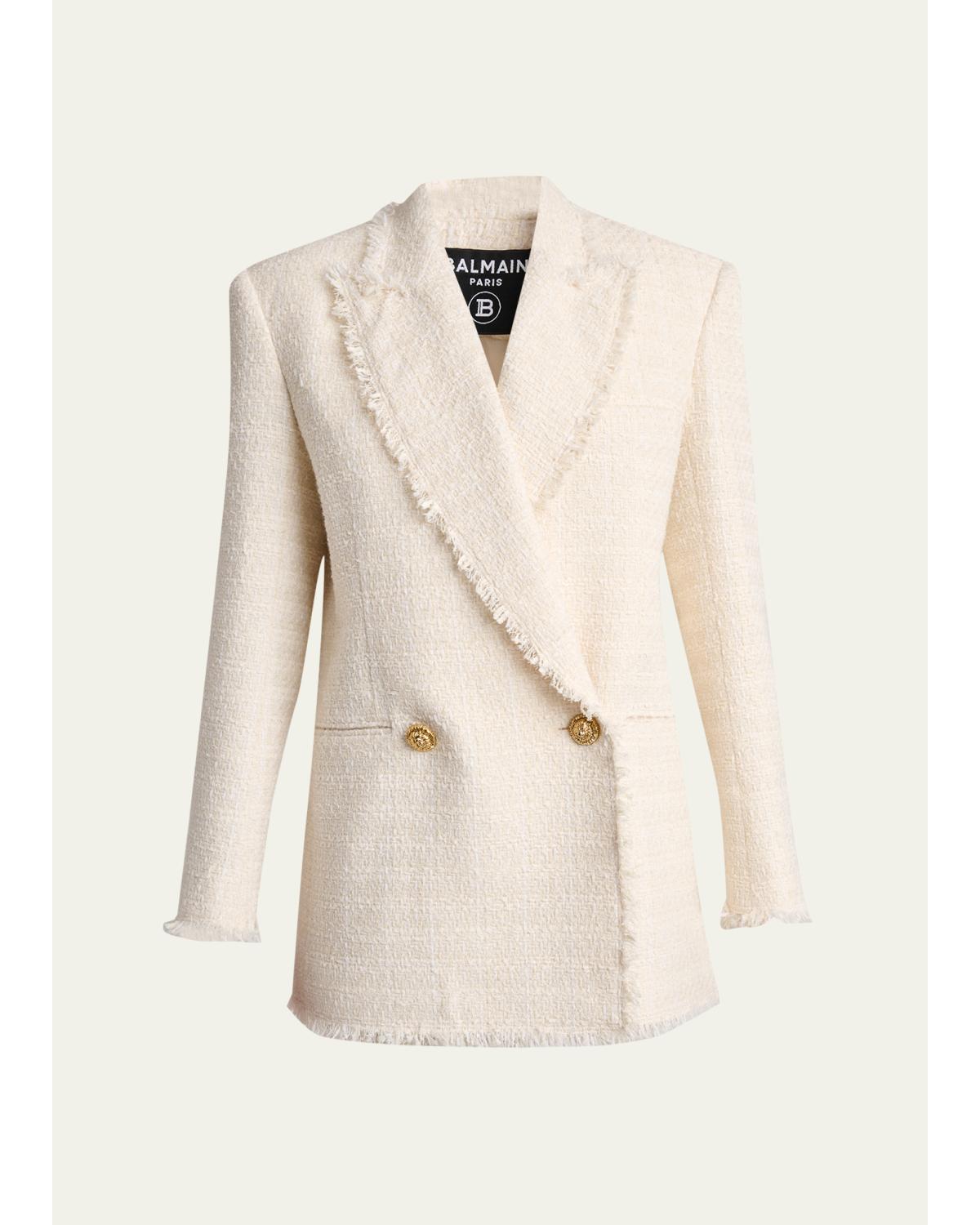 Tweed Double-Breasted Blazer Jacket