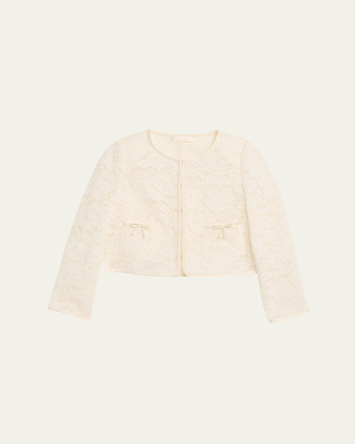 Loveshackfancy Junetta Floral Lace Cropped Jacket In White