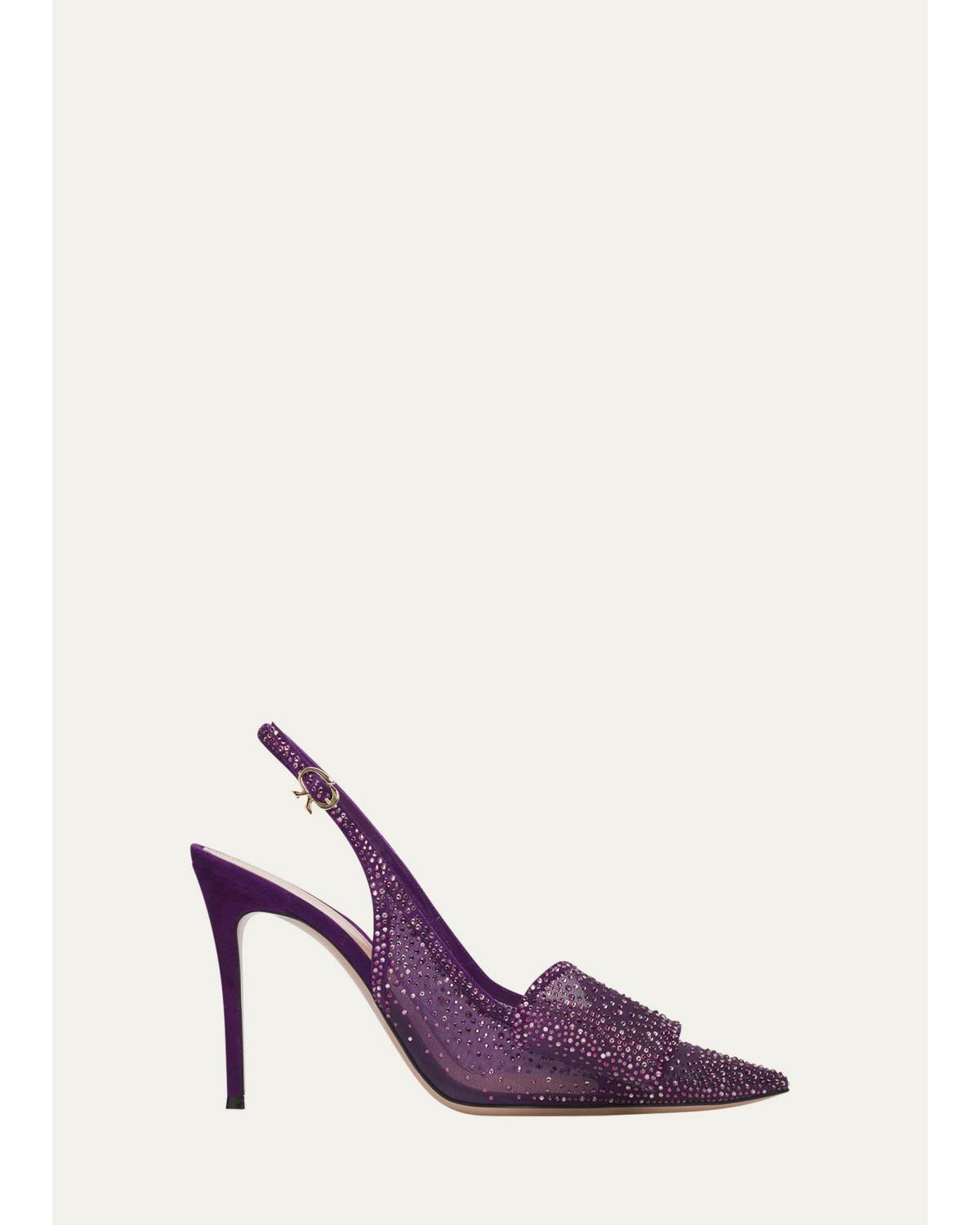 95Mm Embellished Organza Slingback