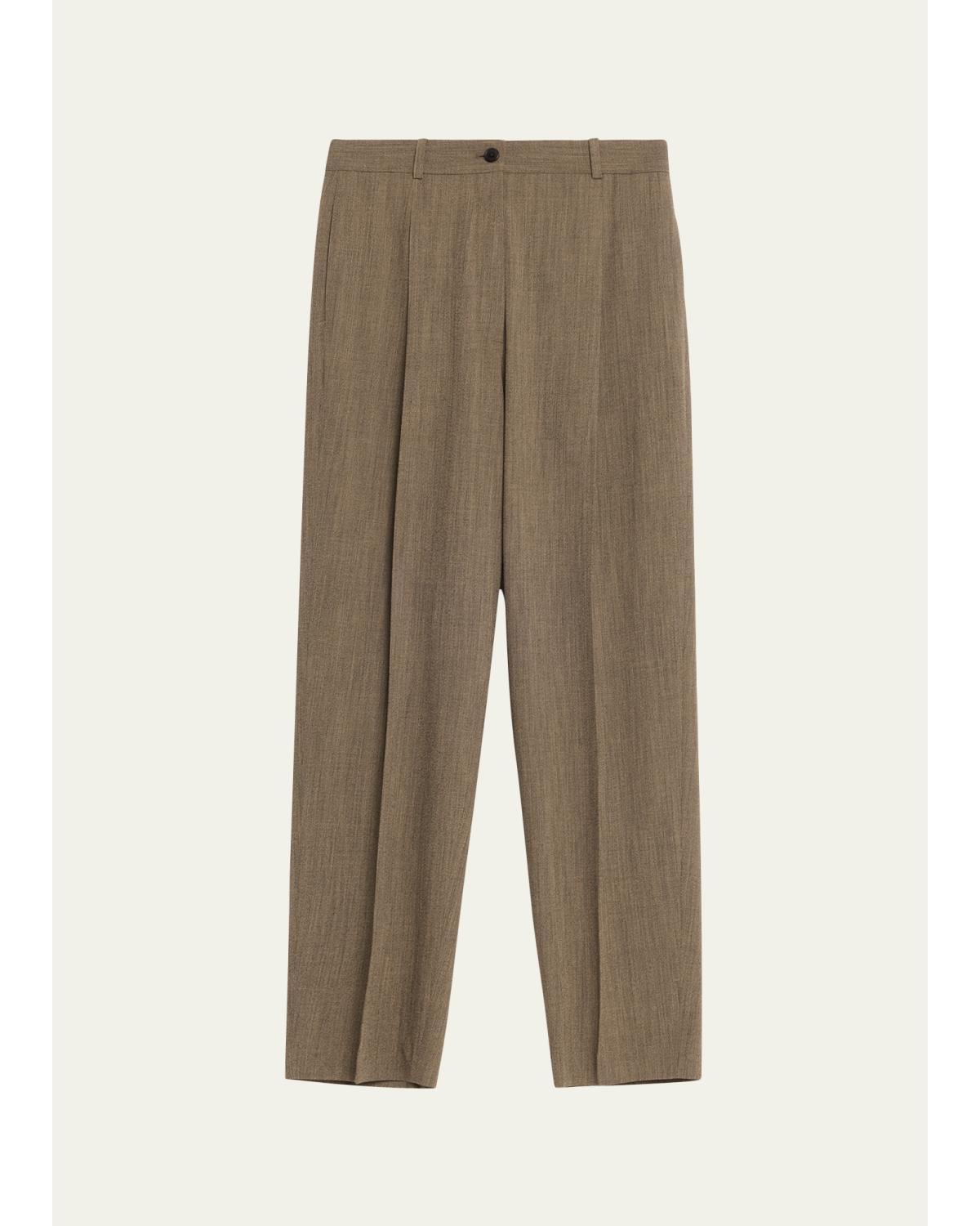 Gianni Wool Pleated Tapered-Leg Pants