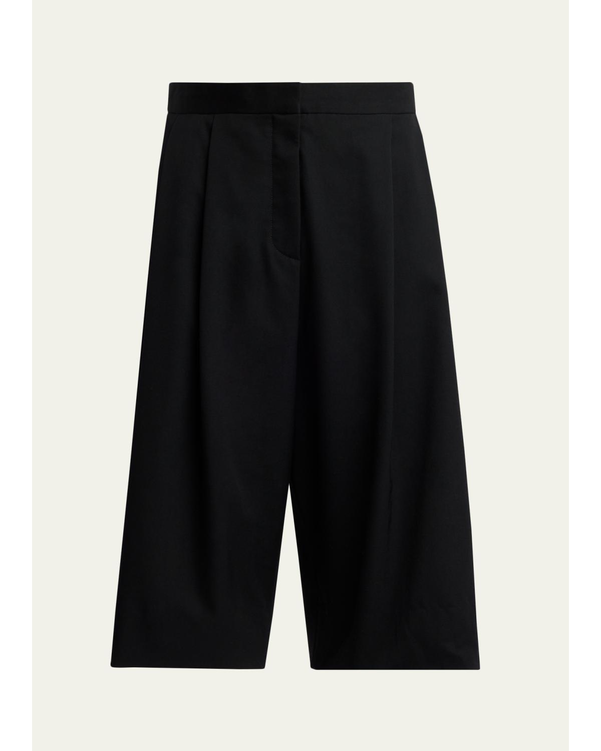 Kalyan Wide-Leg Wool Gabardine Shorts