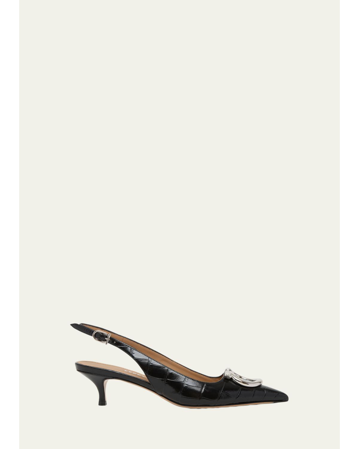 40Mm Sara Croc-Embossed Slingback