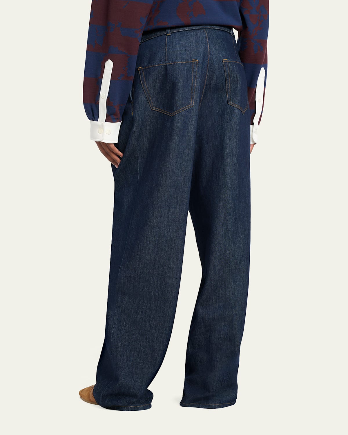 Men'S Belted Loose Denim Pants