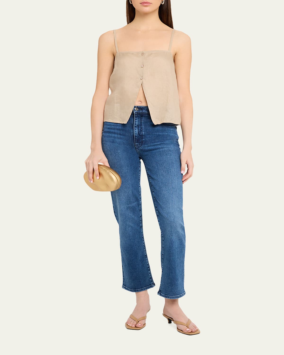 The Linen Button Top