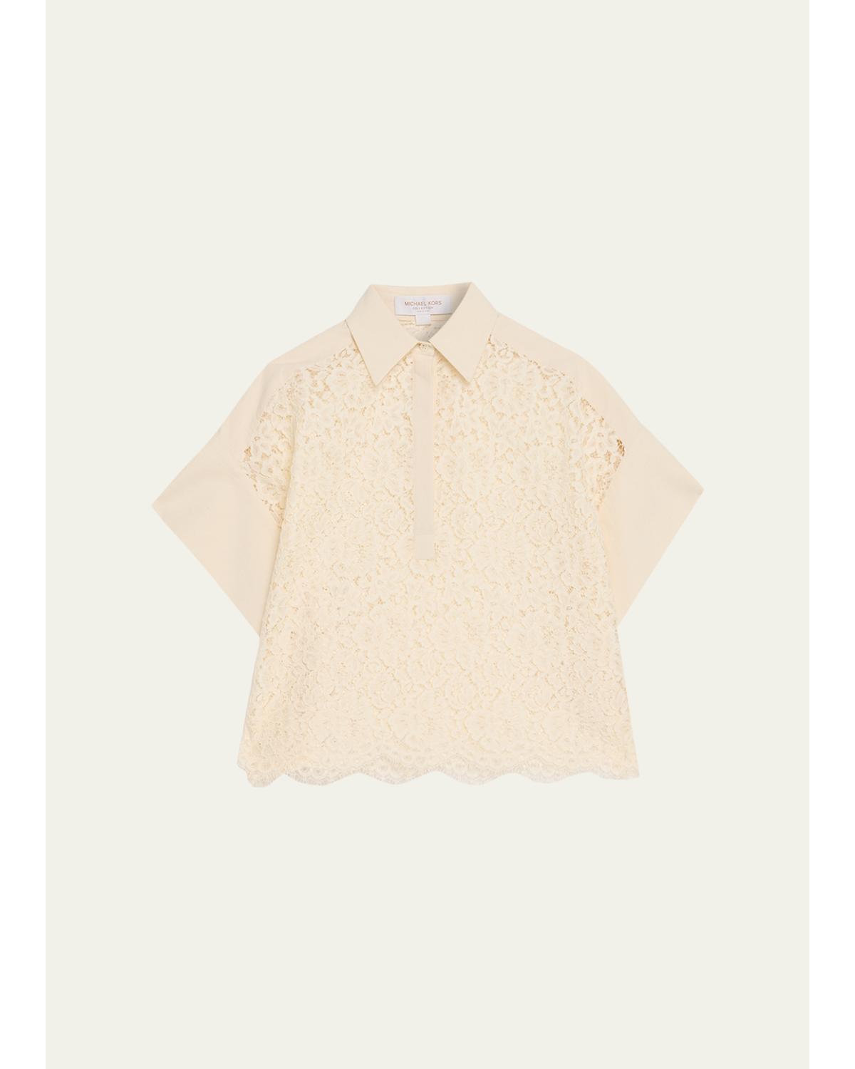 Scalloped Floral Lace Shirt