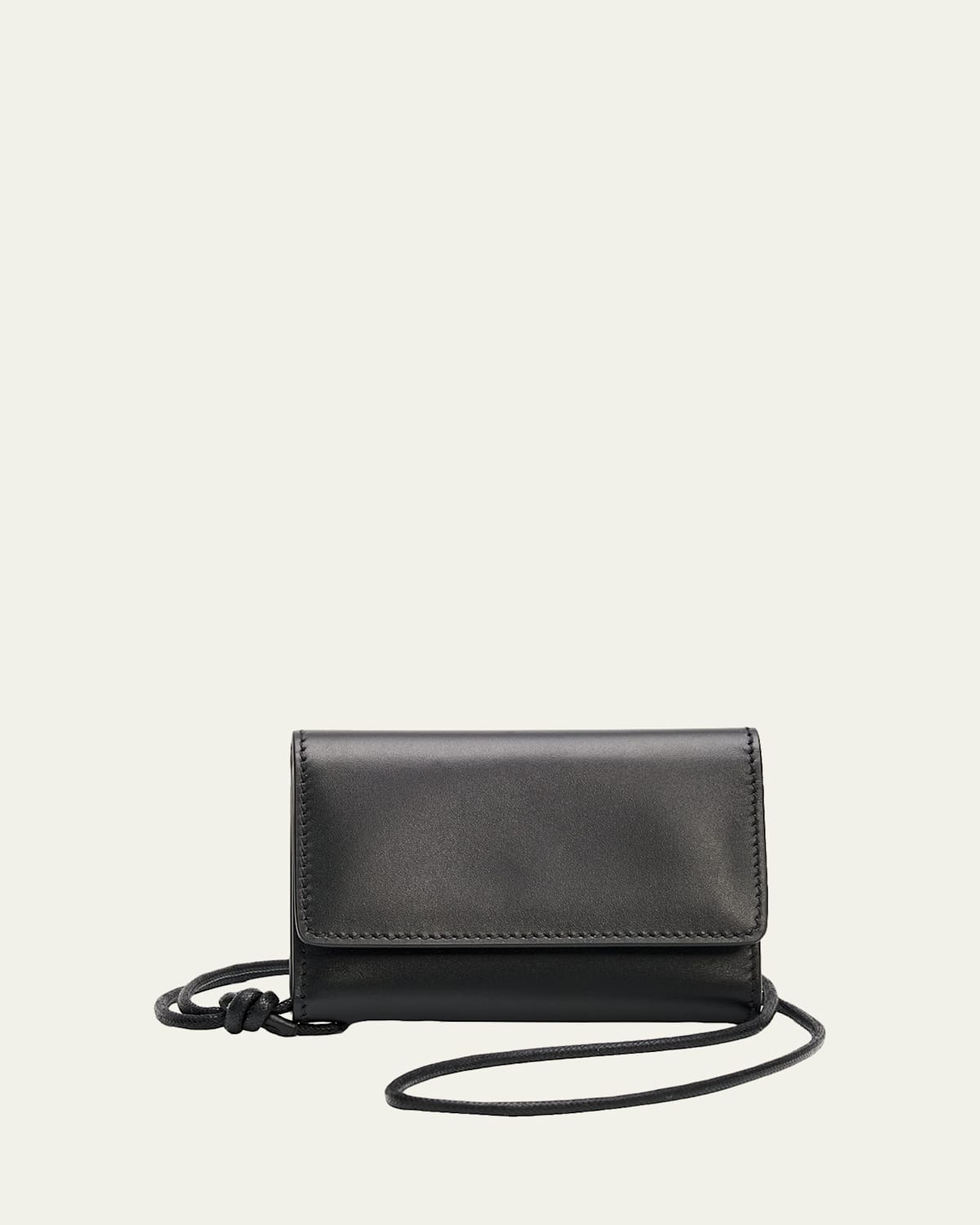 Michael Kors Trifold Leather Card Holder Necklace In Black