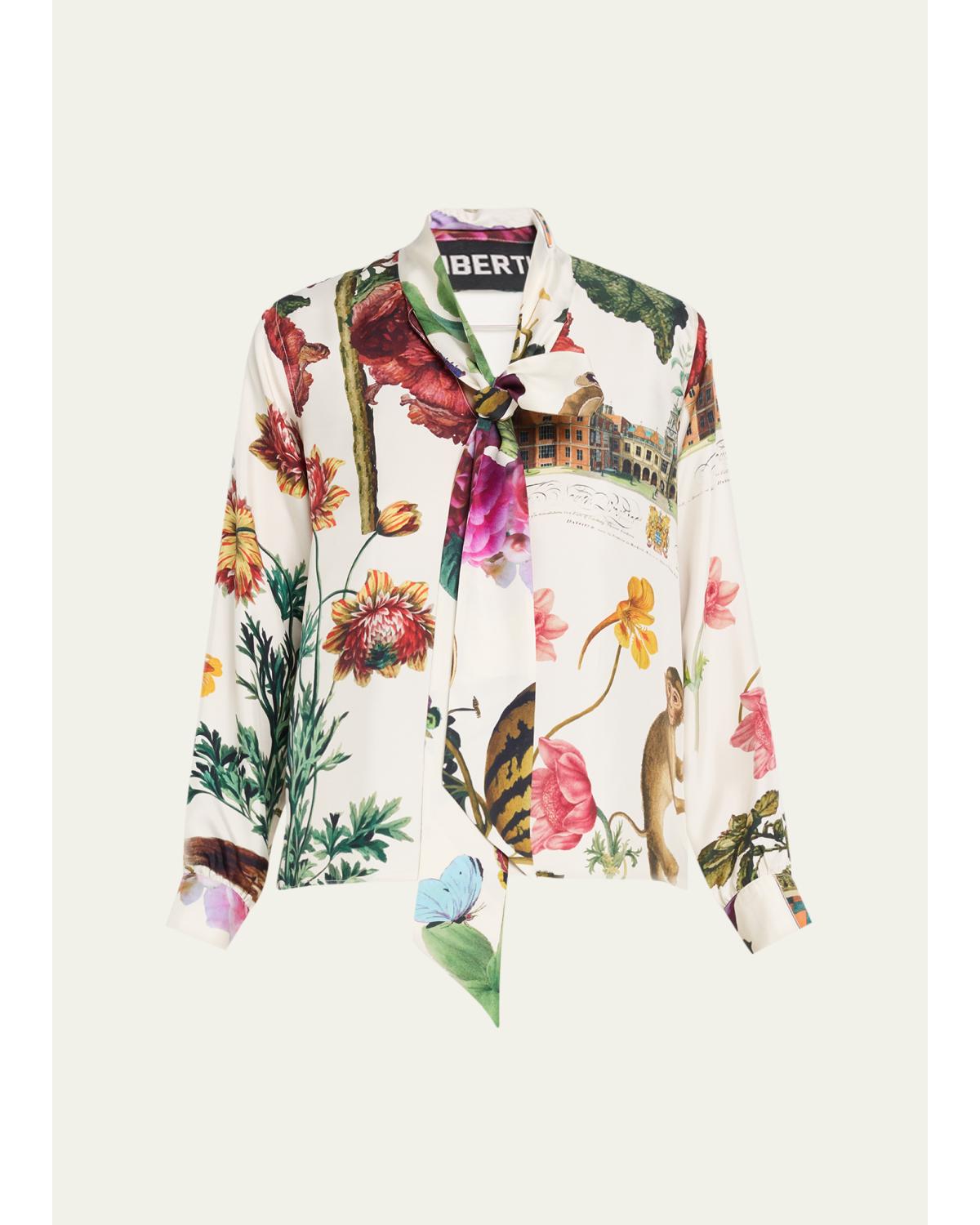 Hollyhock Floral Silk Slim Tie Keith Blouse