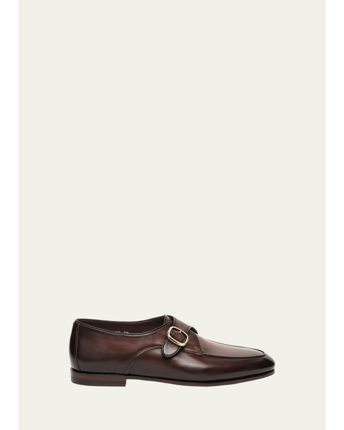 Men'S Carlo Burnished Leather Single-Monk Strap Loafers