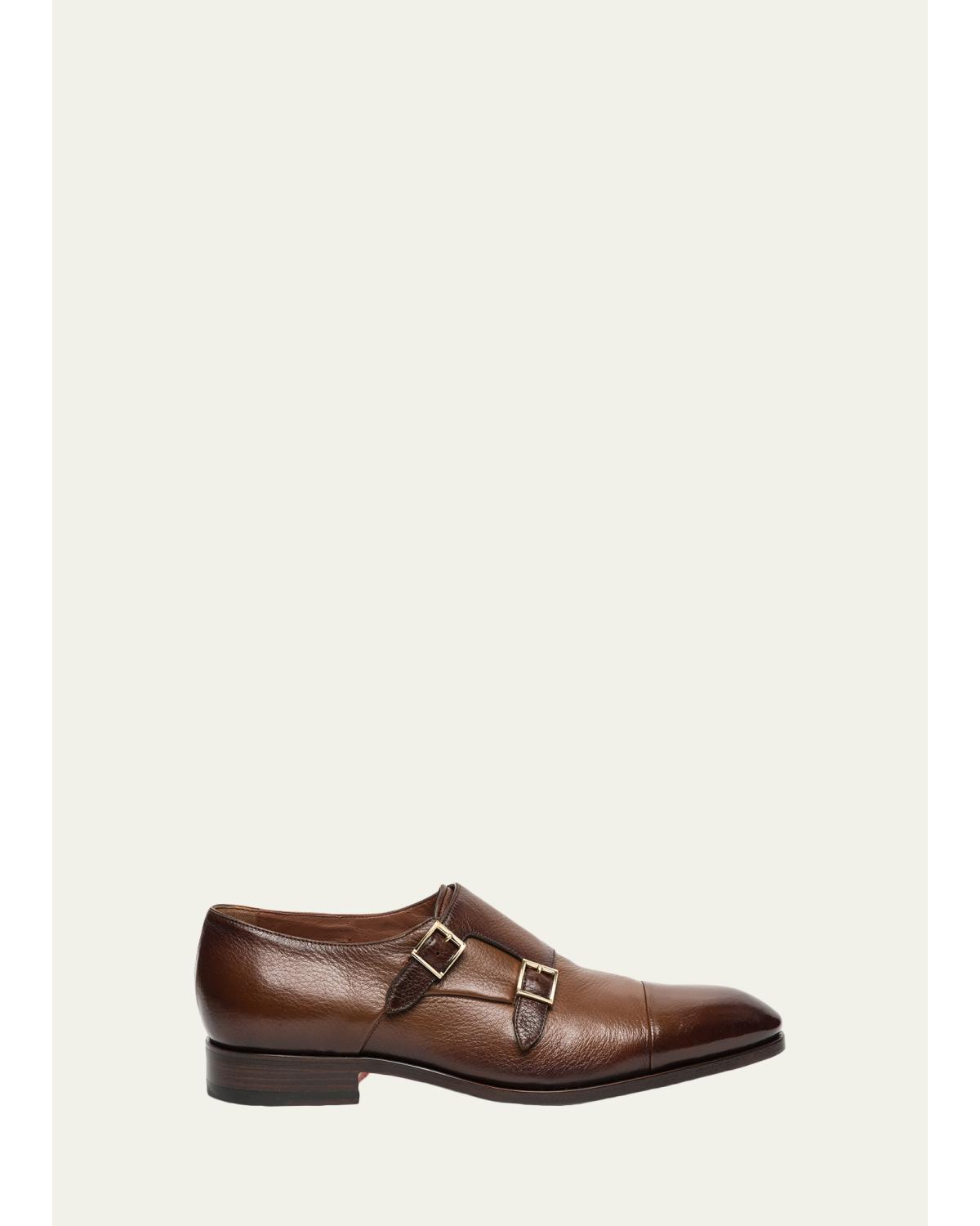 Men'S Ira Grained Leather Double-Monk Strap Loafers