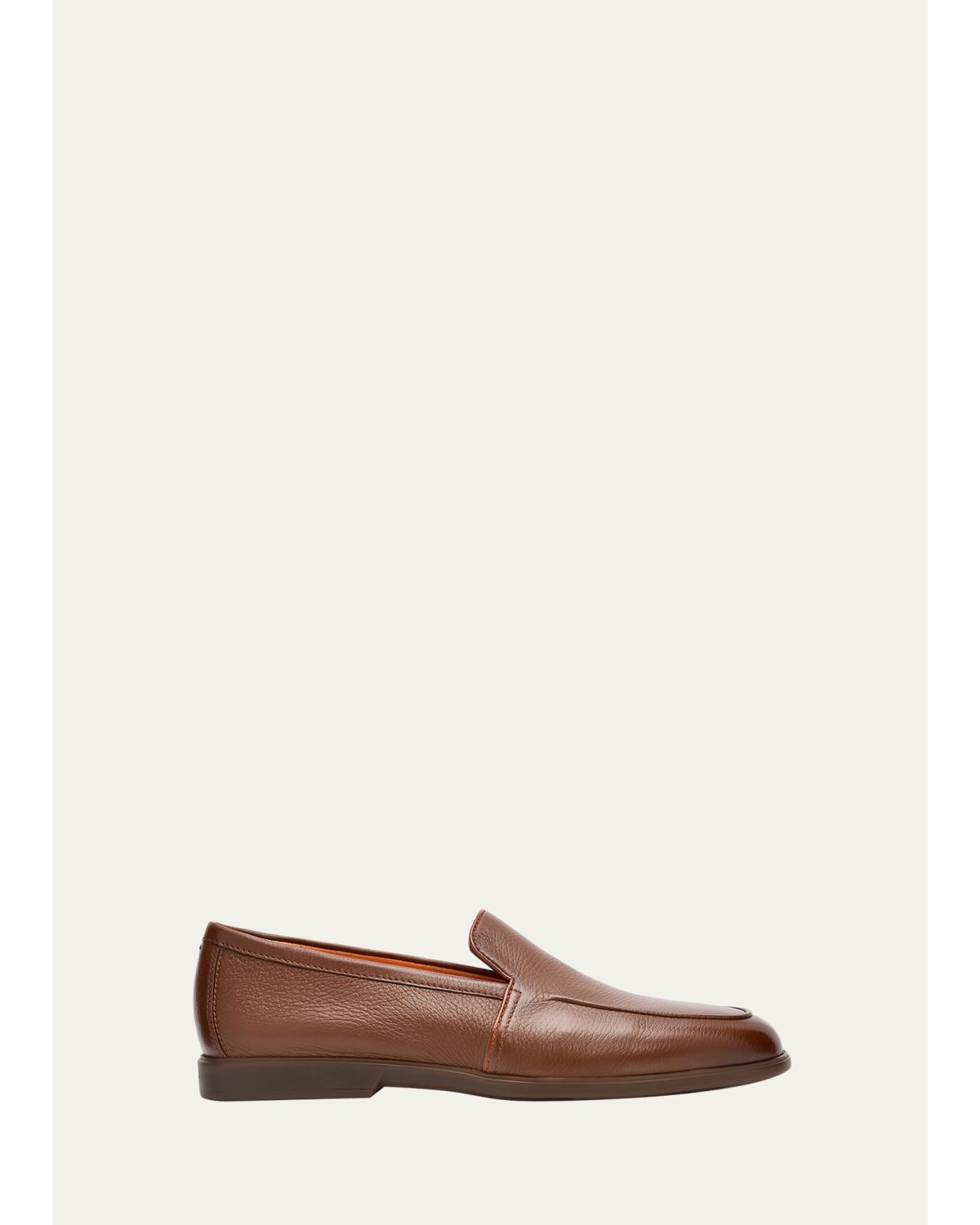Men'S Malibu Grained Leather Rubber-Sole Loafers