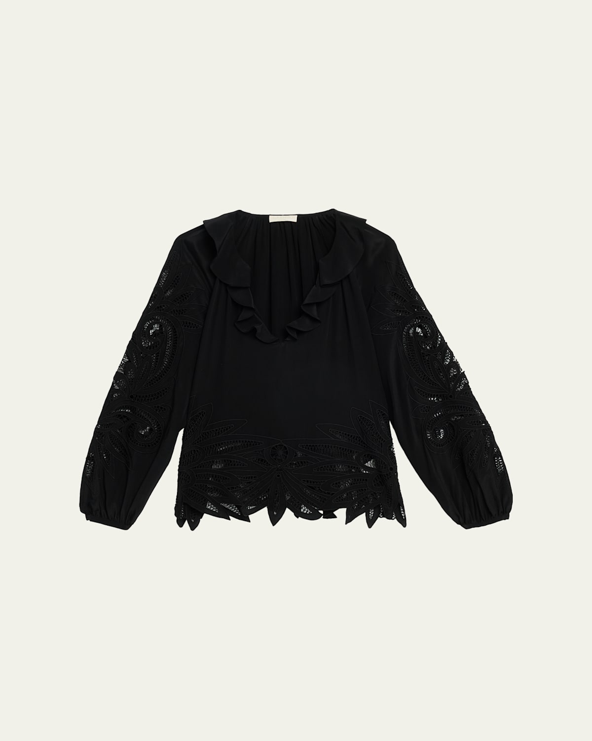 Ulla Johnson Adonis Embroidered Silk Blouse In Black