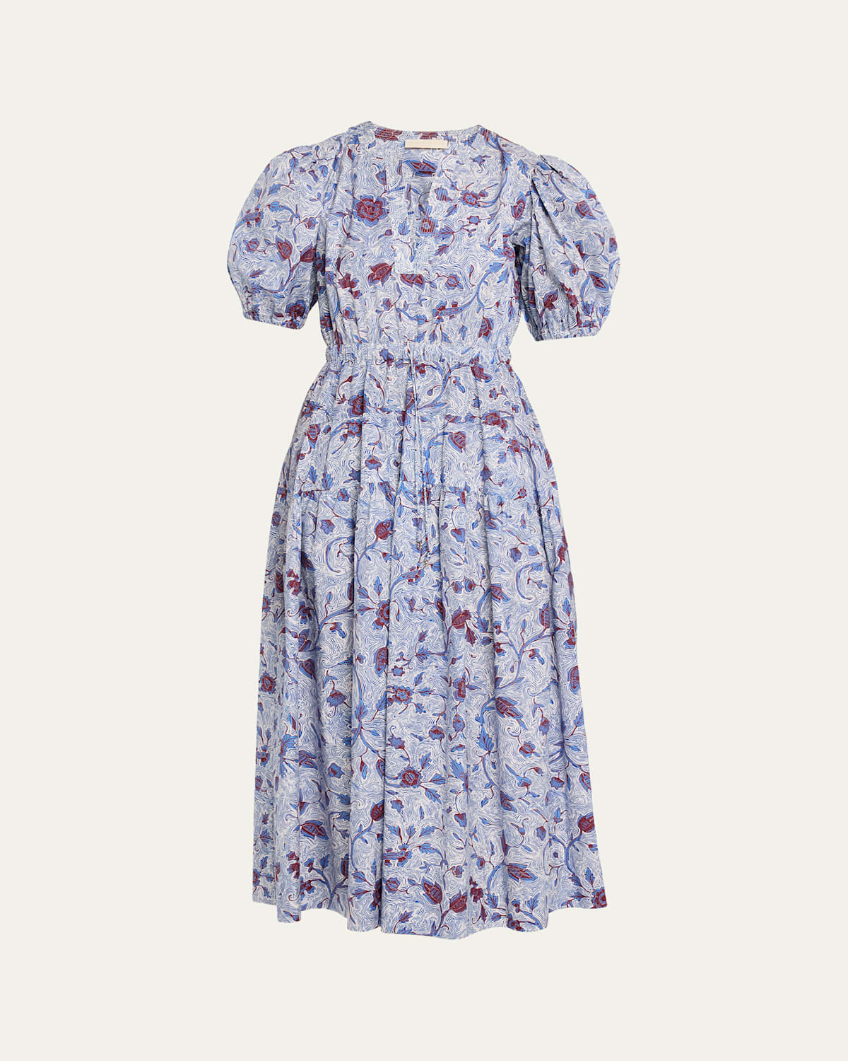 Ulla Johnson Adriana Printed Puff-sleeve Midi Dress In Purple