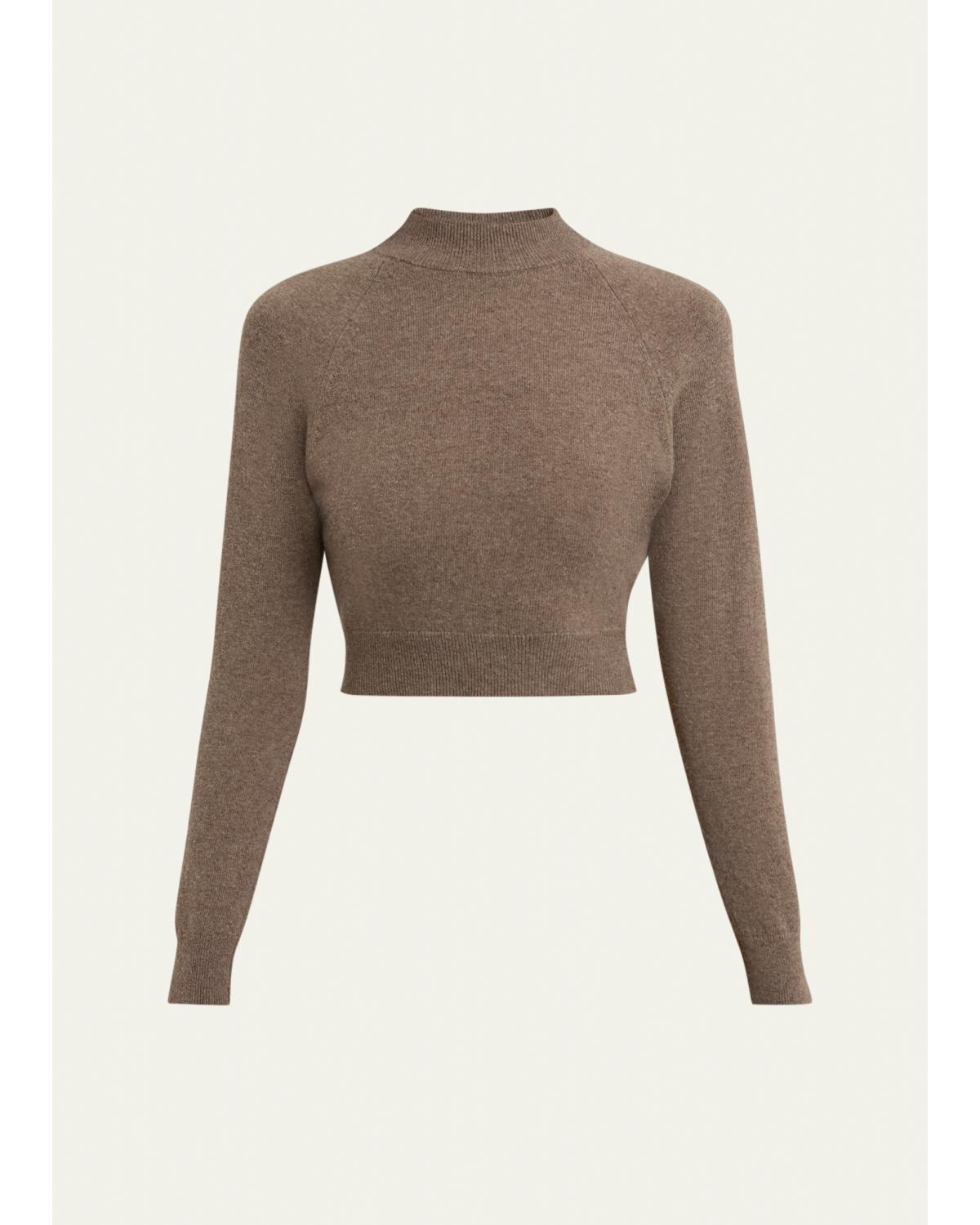 Wool-Cashmere Crop Crewneck Sweater