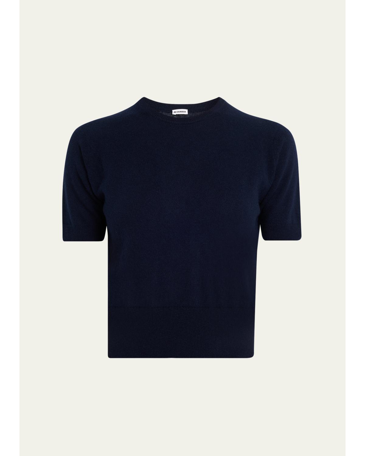 Wool-Cashmere Knit Short-Sleeve T-Shirt