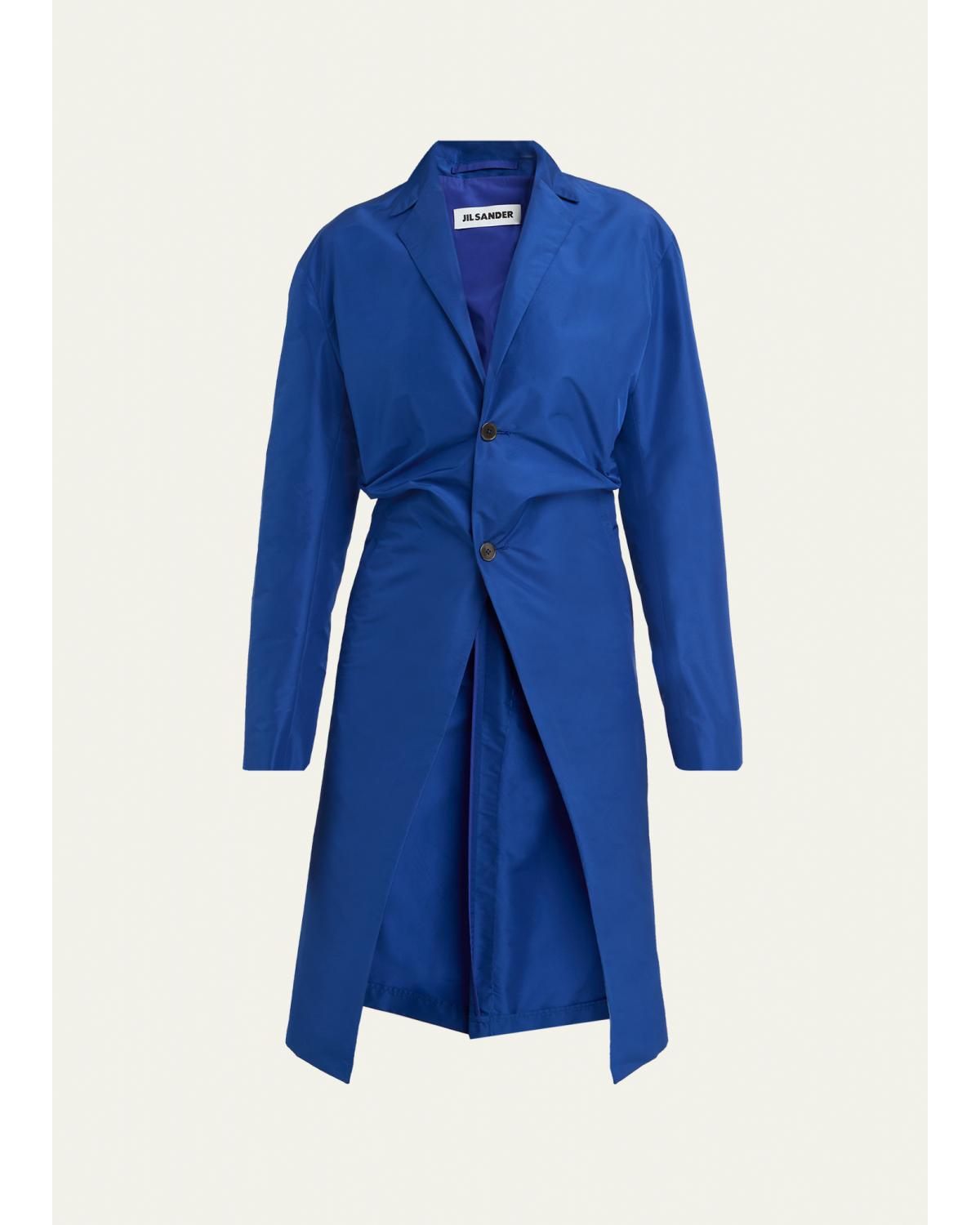 Gathered Single-Breasted Coat