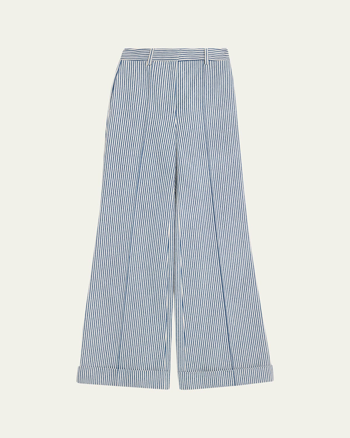 Deeda Striped Twill Wide-Leg Pants