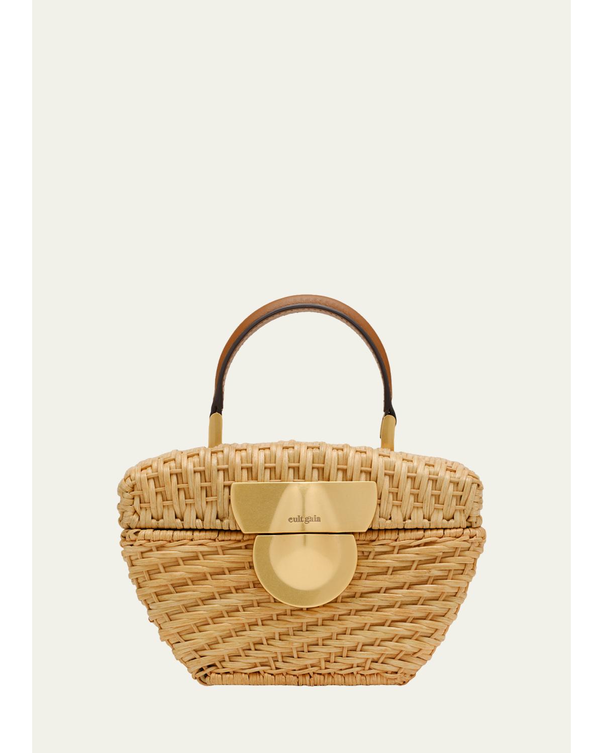 Tyla Woven Rattan Top-Handle Bag