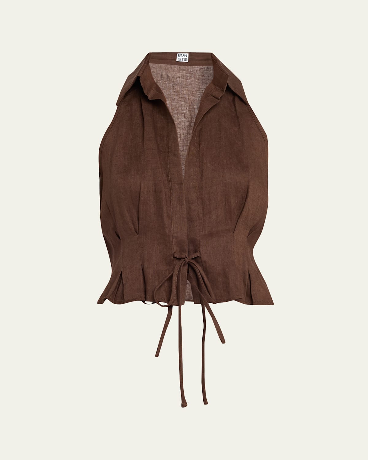 Sleeveless Linen Drawstring Top