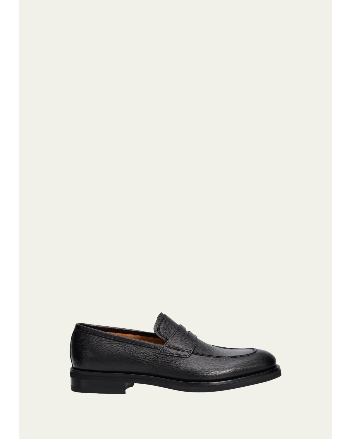 Men'S Hammered Leather Penny Loafers