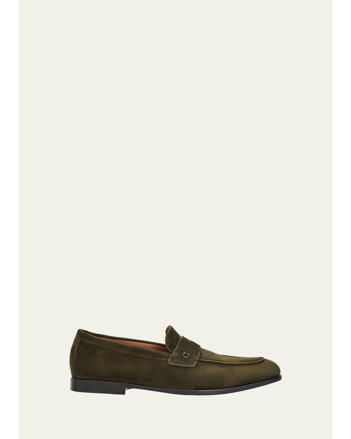 Men'S Suede Micro-Gancio Penny Loafers
